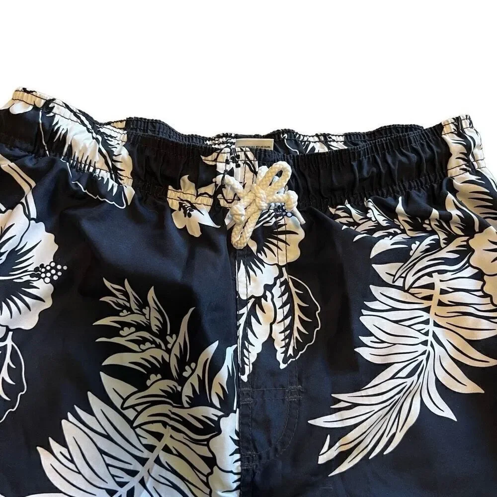 Hawaiian Print Swim Trunks. Navy and White. Size Small. Great Condition!!